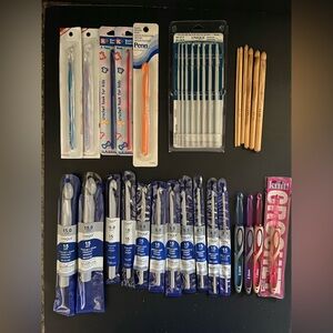33 Assorted Crochet and Knitting Hooks, mostly new in pkg, never used